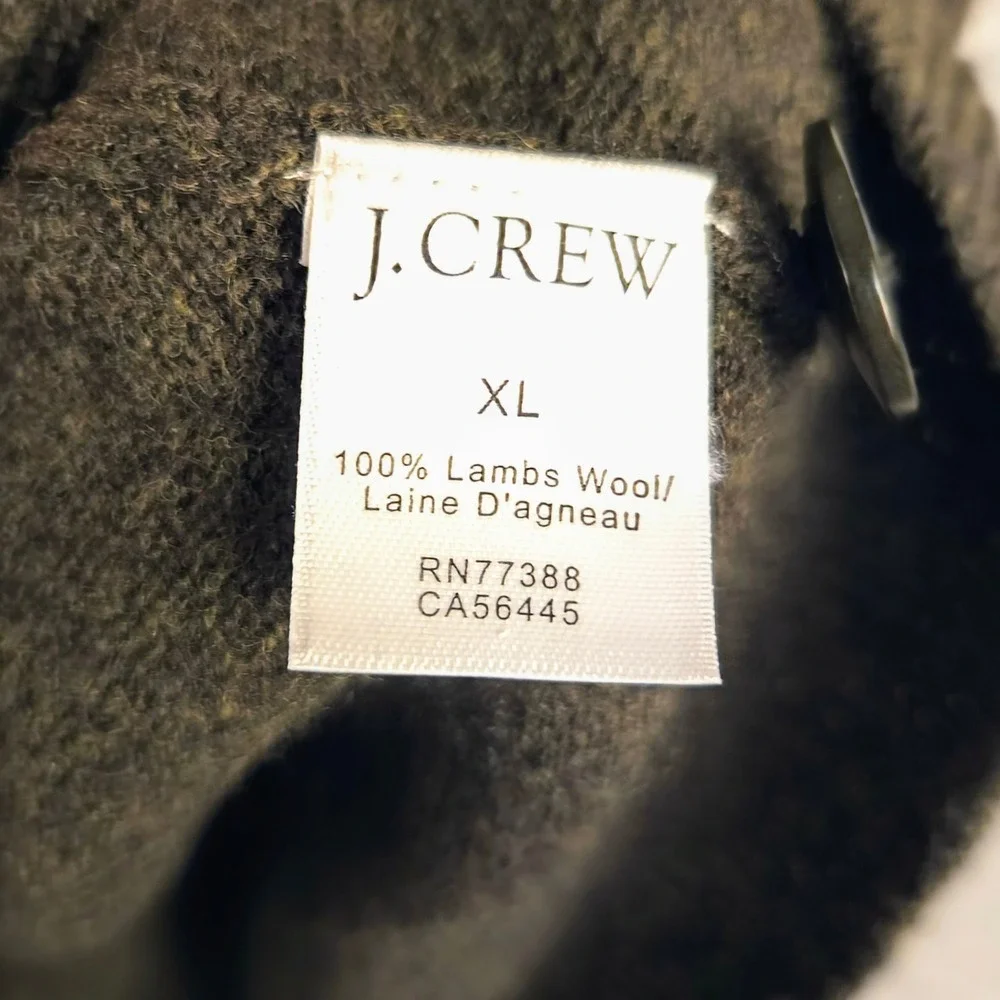 J. Crew Lambswool Sweater Shawl Collar Button Up Pullover Brown XL‎